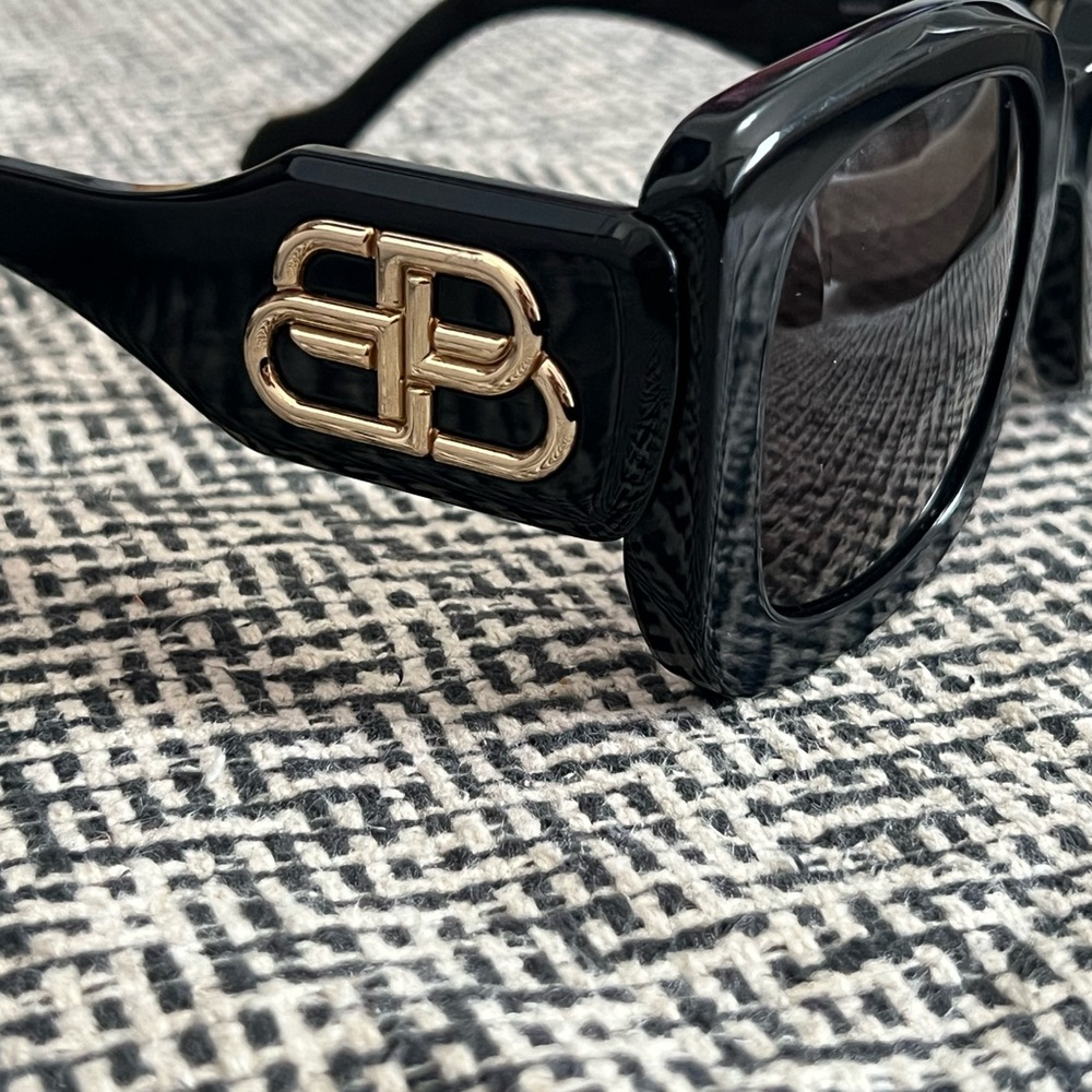 Balenciaga Black and Gold Oversized Sunglasses